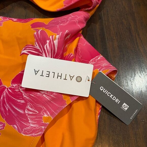 NWT Athleta Kailua Cutout One Piece Swimsuit ORANGE AND PINK Size XL - Picture 8 of 8